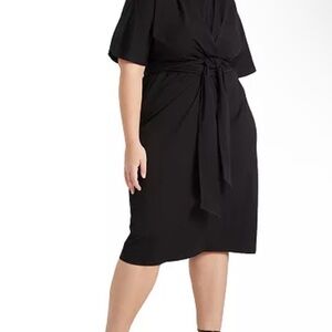 Women's Plus Size Cross Front Flutter Sleeve Dress